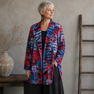 Doncaster Red Blue Sheer Ribbon Blazer Topper 14